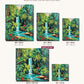 Waterfall in the Green Jungle canvas sizes from 12 x 12 to 23.5 x 23.5 inches