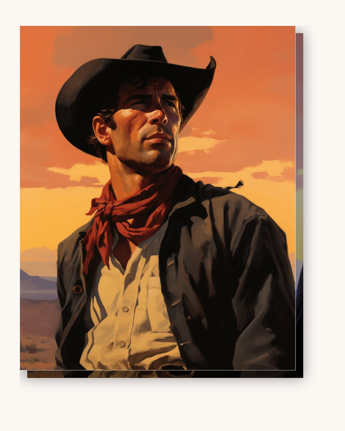 Western Cowboy paint by numbers kit on stretched canvas