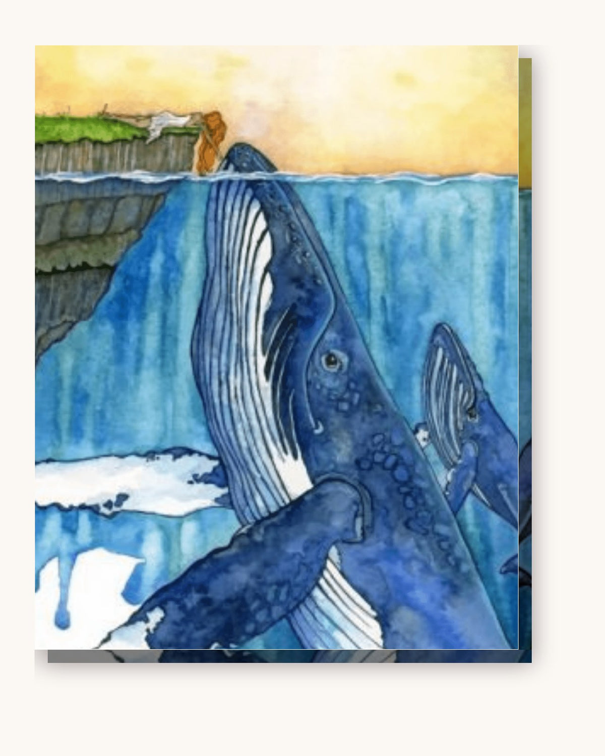 Whales And Girl paint by numbers kit on stretched canvas