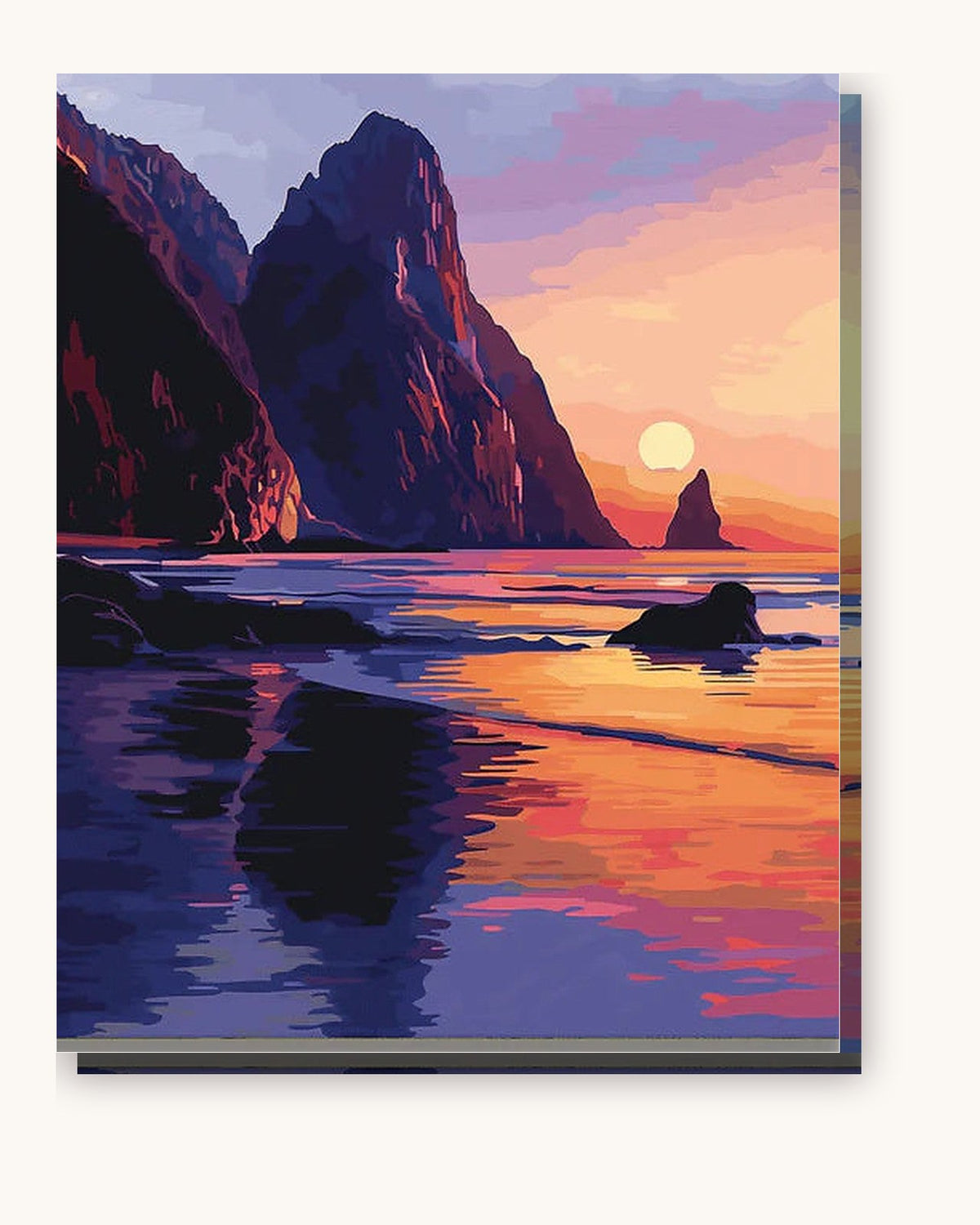 Coastal Embrace paint by numbers kit on stretched canvas