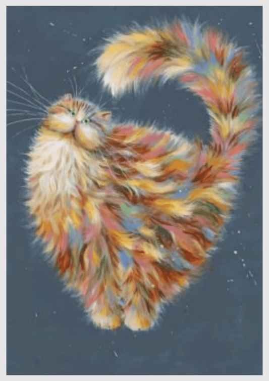 Whimsical Fluffy Cat of Many Colors - Artistry By Numbers