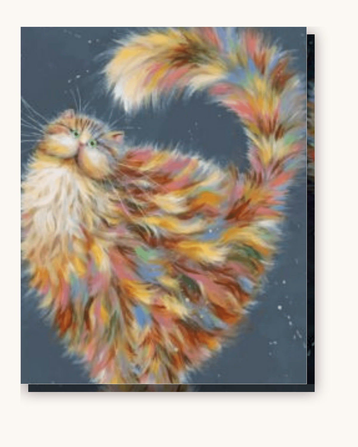 Whimsical Fluffy Cat of Many Colors paint by numbers kit on stretched canvas