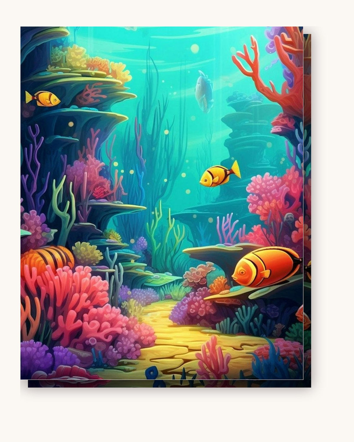 Whimsical Ocean World paint by numbers kit on stretched canvas