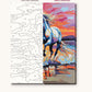 White Horse on the Beach at Sunset numbered canvas next to the finished painting