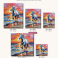 White Horse on the Beach at Sunset canvas sizes from 12 x 12 to 23.5 x 23.5 inches