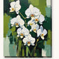 White Orchids on Green Stems paint by numbers kit on stretched canvas