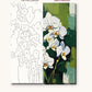 White Orchids on Green Stems numbered canvas next to the finished painting