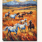 Wild Horses on the Golden Prairie paint by numbers kit on stretched canvas