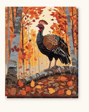 Wild Turkey in the Autumn Woods paint by numbers kit on stretched canvas