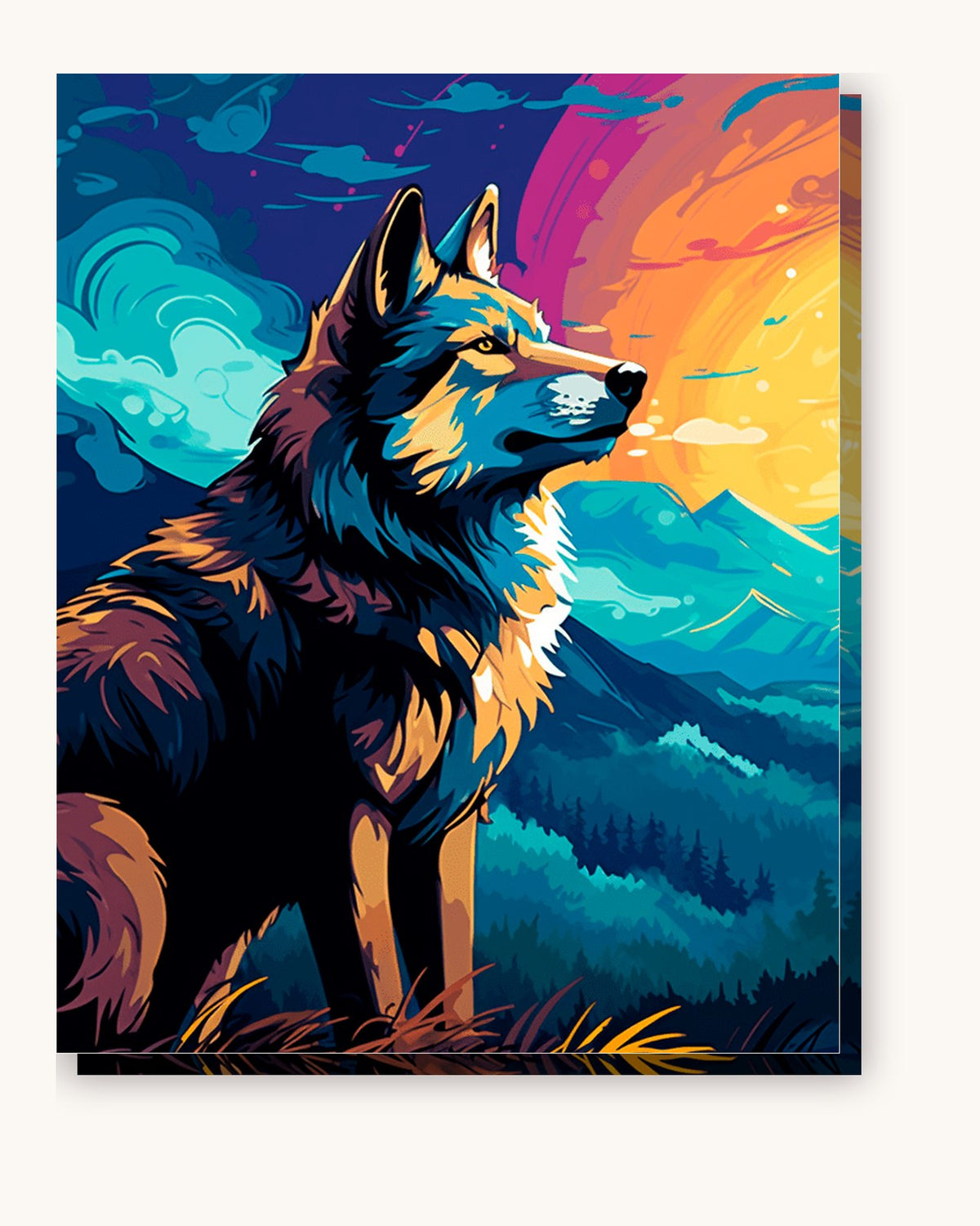 Wildland Wolf paint by numbers kit on stretched canvas