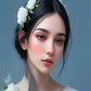 Winter Rose Maiden paint by numbers kit, woman with white roses in her dark hair