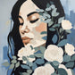 Winter Rose Maiden paint by numbers kit, woman with white roses in her dark hair
