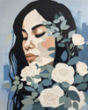 Winter Rose Maiden paint by numbers kit, woman with white roses in her dark hair