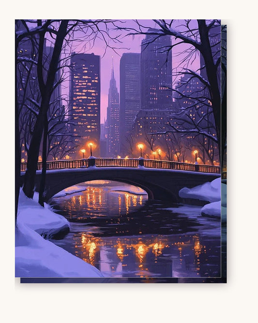 Winter Pathways paint by numbers kit on stretched canvas