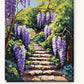 Wisteria Stone Steps paint by numbers kit on stretched canvas