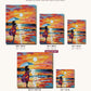 Woman with Umbrella at Sunset Beach canvas sizes from 12 x 12 to 23.5 x 23.5 inches