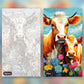 Young Cow paint by numbers kit, before and after