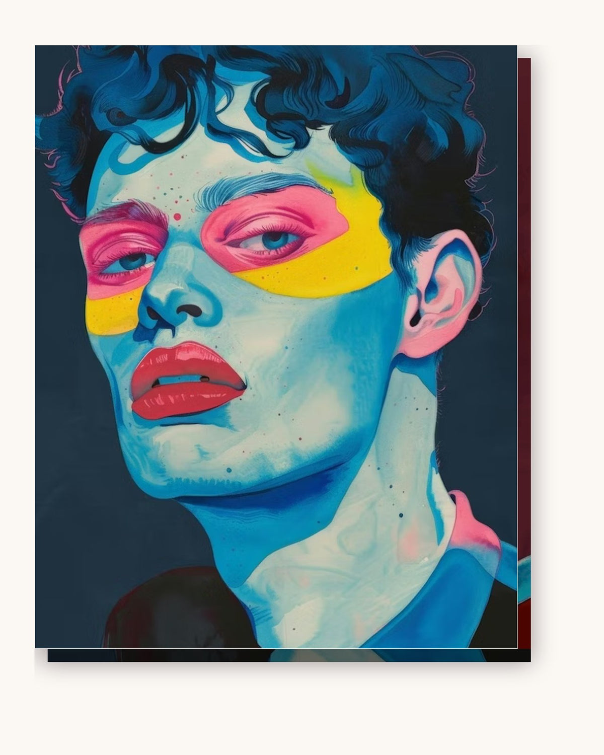Young Face paint by numbers kit on stretched canvas