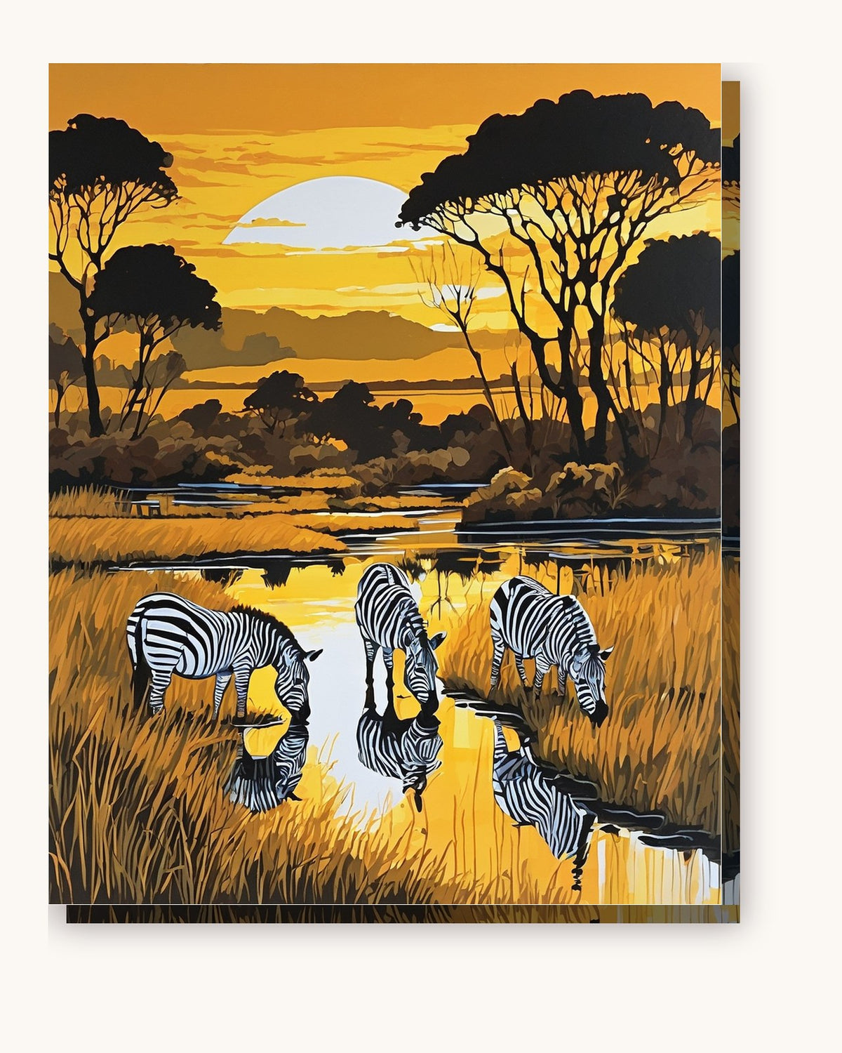 Zebras at the Watering Hole paint by numbers kit on stretched canvas
