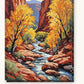 Zion Canyon River in Autumn paint by numbers kit on stretched canvas